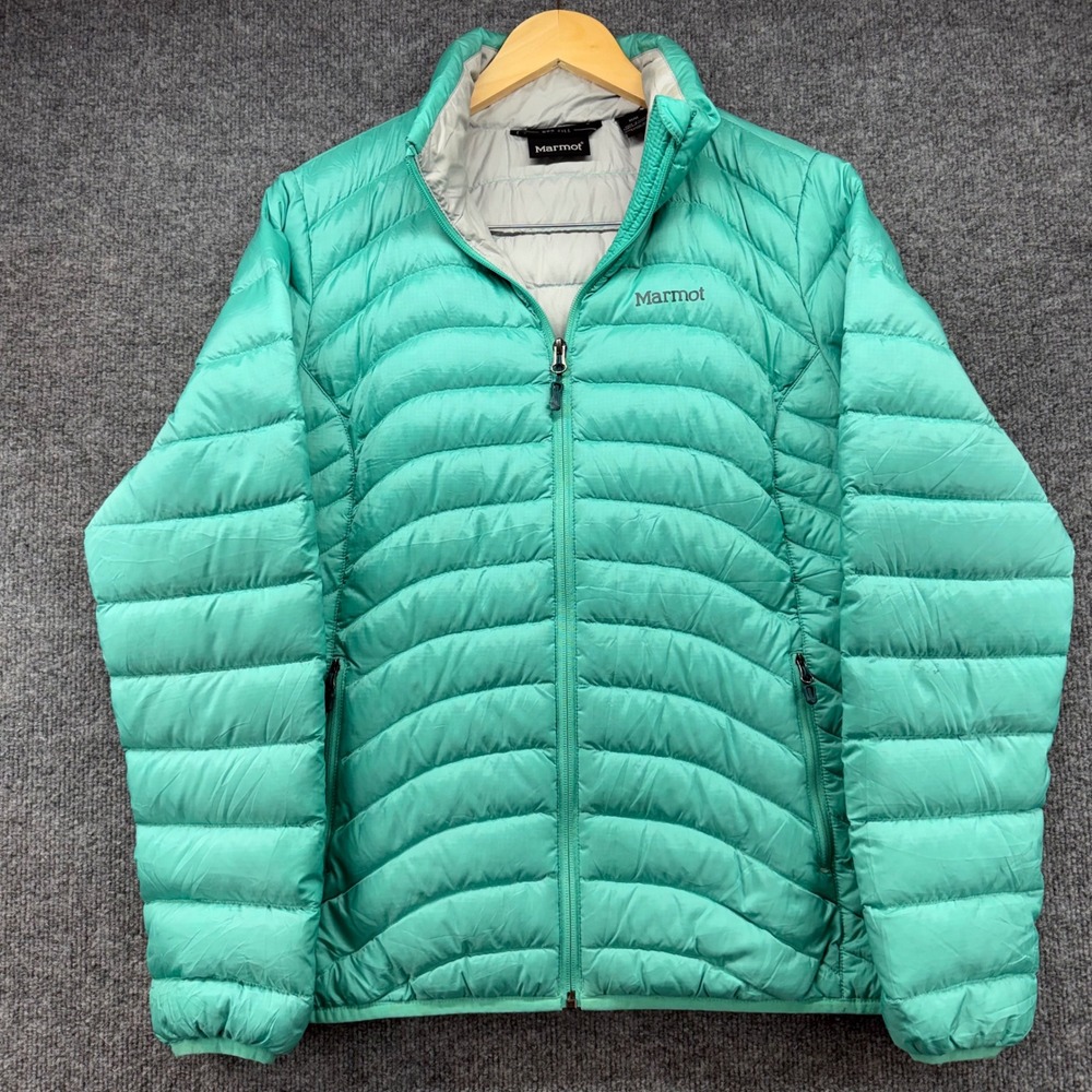 Marmot Womens 600 Fill Down Puffer Jacket Teal Green Full Zip Medium‎ CC-576
